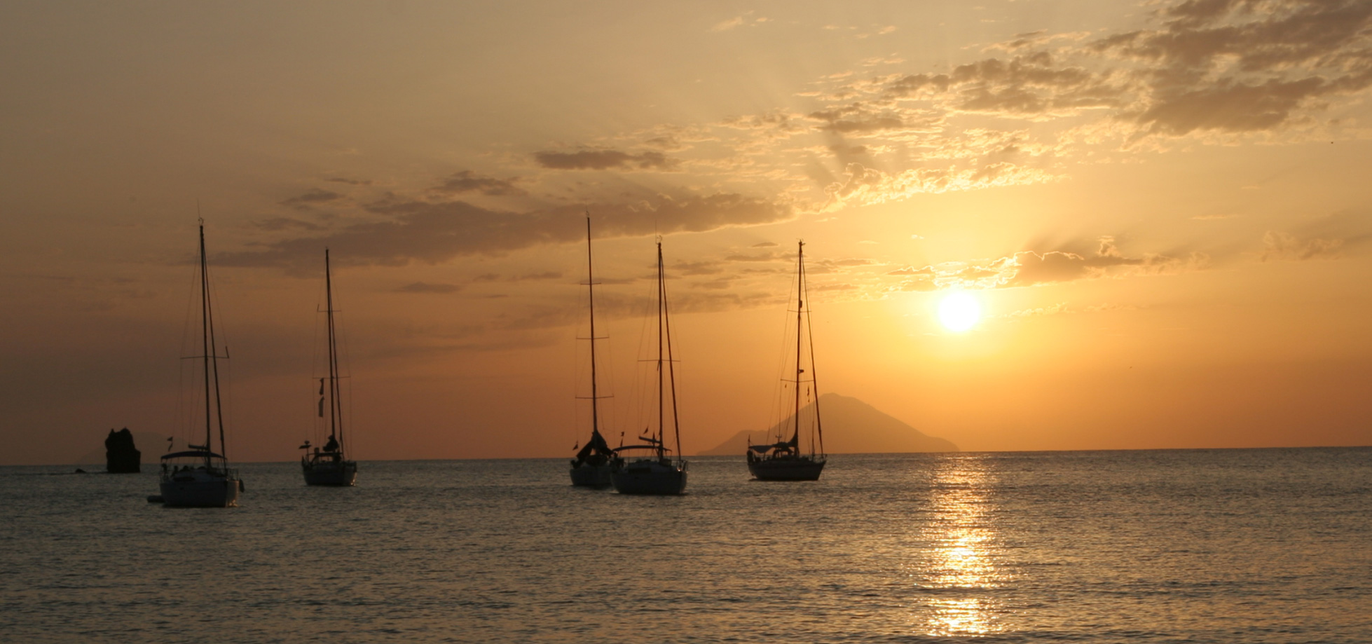 The flotilla at anchor after a hard day relaxing.